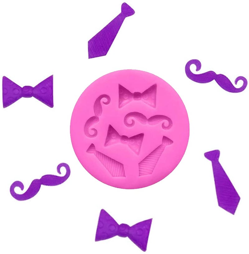 DonLeeving Luckycivia 4 PACK Bow Ties Beard Mini Silicone, Candy Chocolate Fondant Mold, Silicone Cake Mould - Image 4